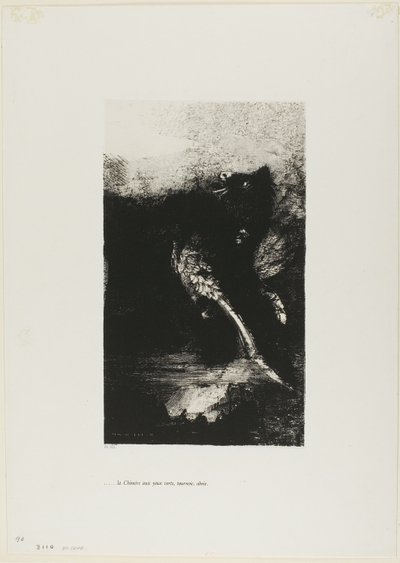 The Chimera with Green eyes Turns, Bays, plate 7 fra The Temptation of Saint Anthony (1. serie) av Odilon Redon