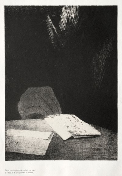 The Haunted House: It Was a Hand, Tilsynelatende like mye av kjøtt og blod som mitt eget, 1896. av Odilon Redon