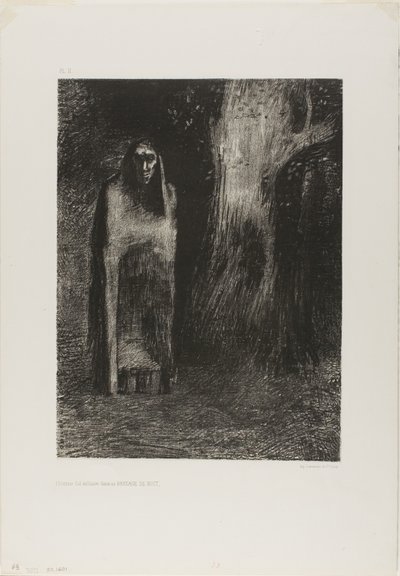 The Man was Alone in a Night Landscape, fra Night av Odilon Redon