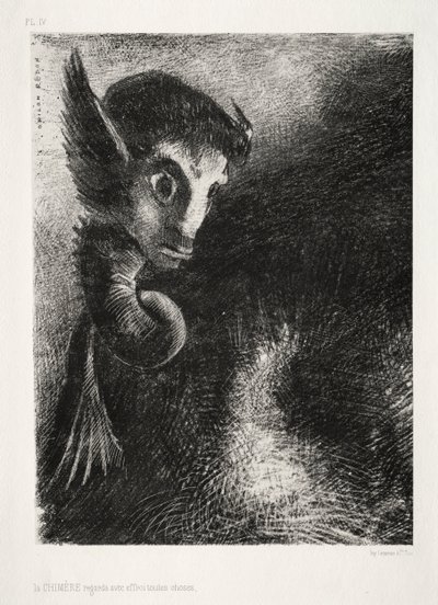 The Night: The Chimera Gazed at All Things with Fear, 1886. av Odilon Redon