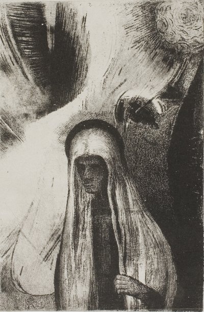 Den gamle kvinnen: Hva er du redd for? Et bredt svart hull! It is Empty Perhaps?", plate 19 av 24 av Odilon Redon