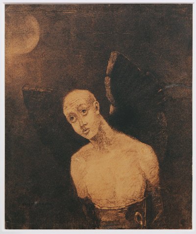 Den falne engelen (kull på papir) av Odilon Redon