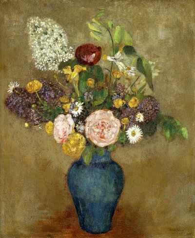 Vase med blomster; Vase med blomster, av Odilon Redon