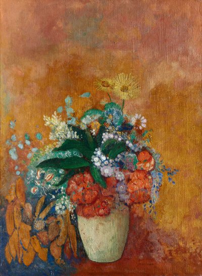 Vase med blomster, ca. 1905 (olje på stoff) av Odilon Redon