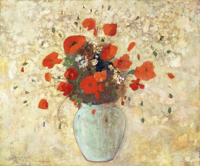 Vase med valmuer; Vase av valmuer, 1905-09 av Odilon Redon