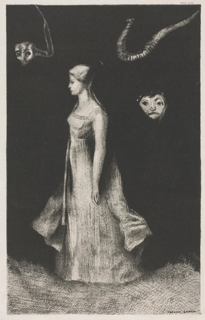 Obsession, 1894. av Odilon Redon Printer: Monrocq