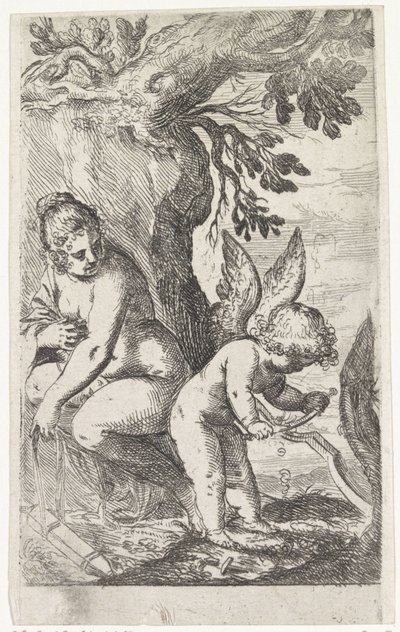 Venus ser på Amor som lager en bue Scener med Venus og Amor (serietittel) Scherzi d