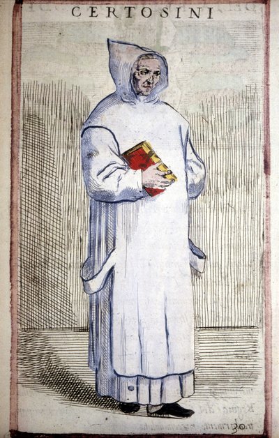 Religiøs orden: karteusisk. 1500-talls gravering. av Odoardo Fialetti