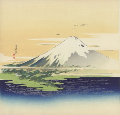 Fuji fra stranden ved Mio, 1900-10 (treblokktrykk) av Ogata Gekko