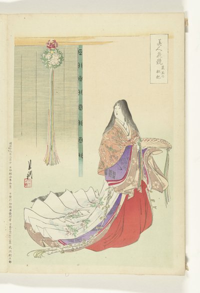 Heian ventedame Sammenligninger mellom skjønnheter og blomster (serietittel) Bijin hana kurabe (serietittel på objekt) av Ogata Gekko