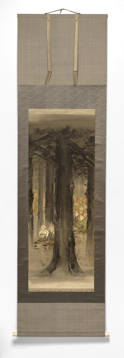 Kitsune No Yomeiri [Revens bryllup], slutten av 1800-begynnelsen av 1900-tallet (blekk på silkemontert papir med elfenbensrulle) av Ogata Gekko