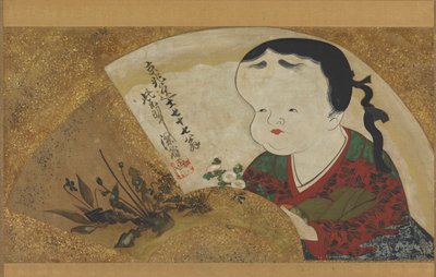 Uzume Okame og blomster, 1700-1800-tallet. av Ogata Kenzan