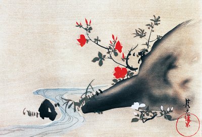Asalea og bekk, kakemonoer (hengte ruller) malt på silke av Korin Ogata (1658-1716), Edo-perioden (1603-1868), Japan av Ogata Korin