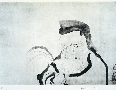 Portrett av gammel mann, tegning av Ogata Korin (1658-1716), blekk på silke, japansk sivilisasjon, Edo-perioden av Ogata Korin