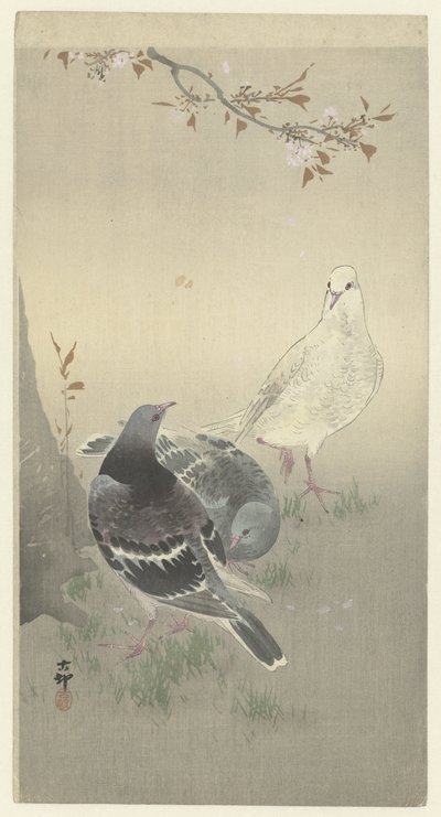 Tre tamme duer av Ohara Koson