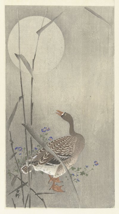 Gås ved fullmåne av Ohara Koson