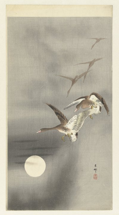 Gjess i flukt av Ohara Koson
