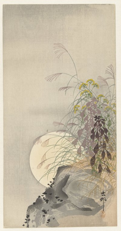 Gress ved fullmåne av Ohara Koson