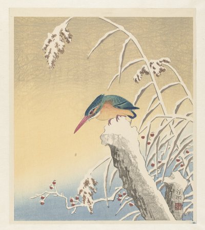 Kingfisher i snøen av Ohara Koson