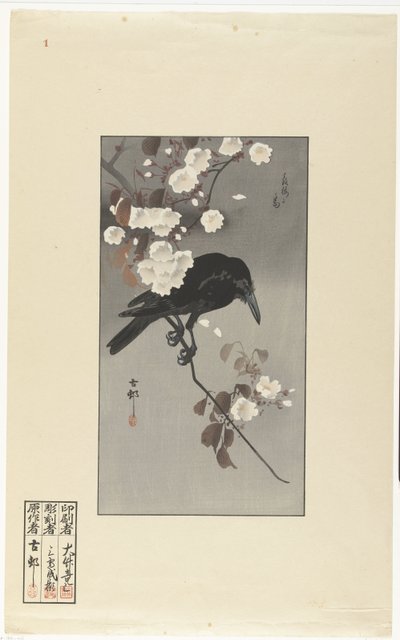 Kråke og kirsebærblomst Hana sakura no tori (tittel på objekt) av Ohara Koson