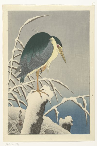 Hegre i snø av Ohara Koson
