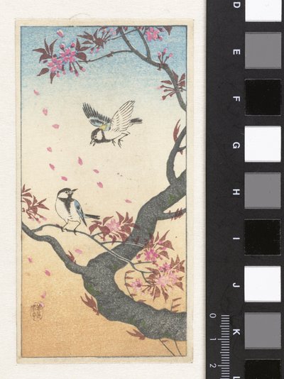 To pupper ved et blomstrende tre av Ohara Koson