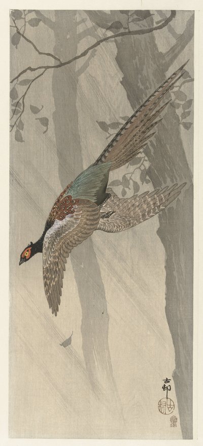 Flygende fasan av Ohara Koson