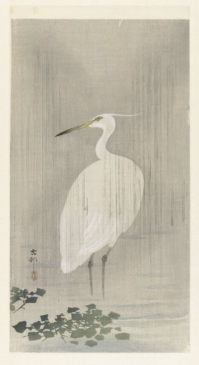 Egret i regn av Ohara Koson