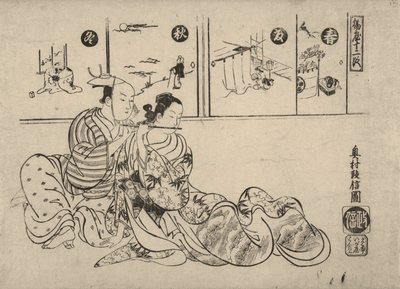 Parodi på romantikken mellom keiser Xuanzong og Yang Guifei av Okumura Masanobu