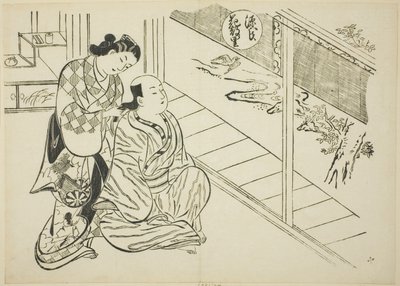 The Hanachirusato Chapter fra "The Tale of Genji" (Genji Hanachirusato), fra en serie Genji-parodier av Okumura Masanobu