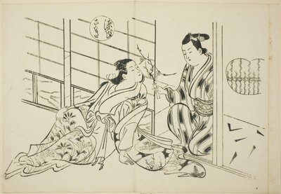 Sakaki-kapittelet fra "The Tale of Genji" (Genji Sakaki), fra en serie Genji-parodier av Okumura Masanobu
