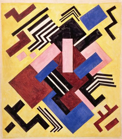 Bildekonstruksjon, 1916 (gouache på papir) av Olga Rozanova
