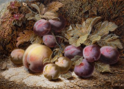 Stilleben med fersken og plommer, 1916. av Oliver Clare