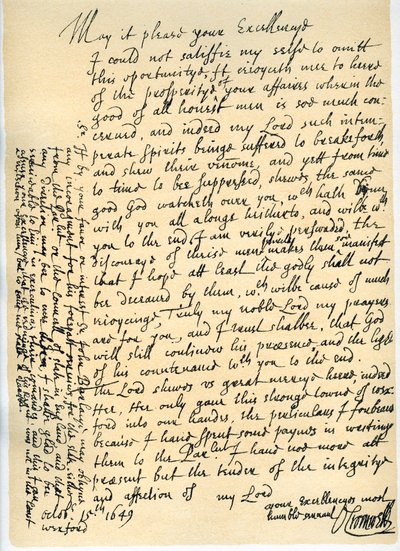 Brev fra Oliver Cromwell til Lord Fairfax, Wexford, 15. oktober 1649 av Oliver Cromwell