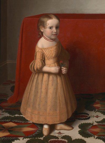 Portrett av en ung jente med rose, ca. 1838. av Oliver Tarbell Eddy
