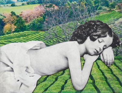 Sovende barn, 2020 (blandet teknikk på lerret) av Olivia Gozzano