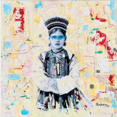 Russisk jente, 2024 (blandet teknikk på lerret) av Olivia Gozzano