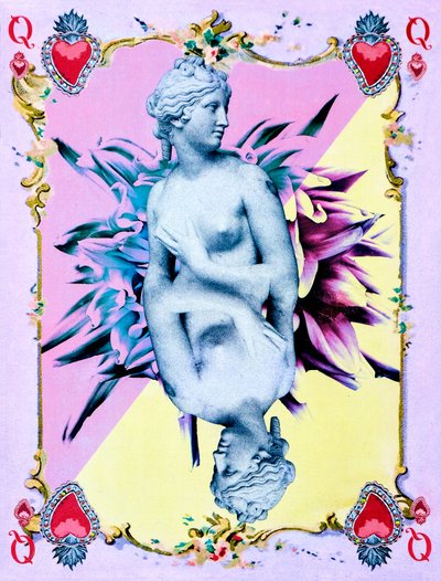 Hjerterdronningen, 2019 (blandet teknikk på lerret) av Olivia Gozzano