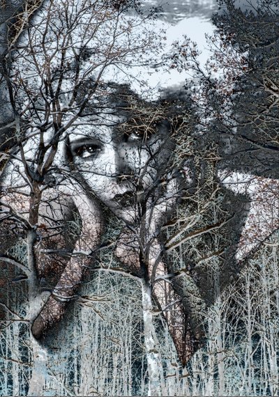 Vinterportrett i negativ, 2021 (digital blandet media) av Olivia Gozzano