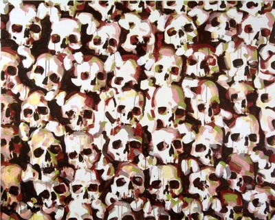 Valais skulls, 2015 (akryl på lerret) av Olivier Morel