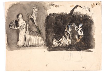 Karnevalsscene samt studie til "Diogenes" (?) av Oluf Hartmann