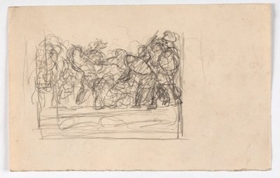 Komposisjonsstudie med mange figurer av Oluf Hartmann