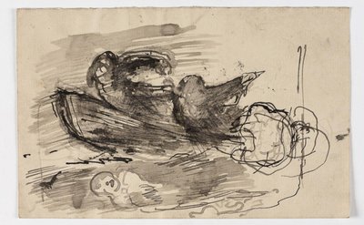 Studie for "Psyche is carryed over the Styx" (?) av Oluf Hartmann