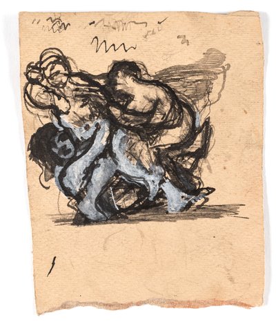 Studie for "To kvinner kjemper om en mann" av Oluf Hartmann