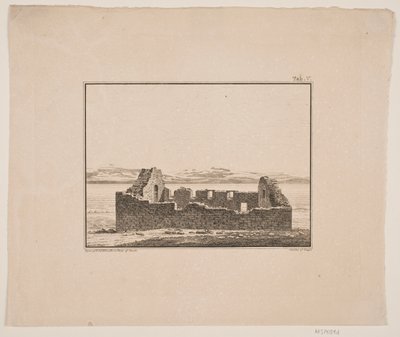 Kirkeruiner på Grønland. Illustrasjon for W.A. Grah. Forskningstur til østkysten av Grønland av Oluf Olufsen Bagge
