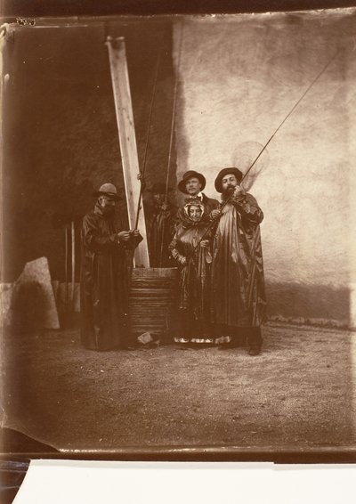 [Kunstneren, hans mor og venner i fiskedrakt], ca. 1860. av Olympe Aguado