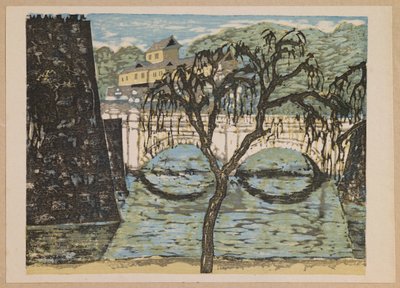 Nijūbashi, fra serien "Recollections of Tokyo" av Onchi Kôshirô