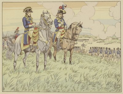 Napoleon og general Louis Desaix i slaget ved Marengo, 24. juni 1800 av Onfray de Breville Job