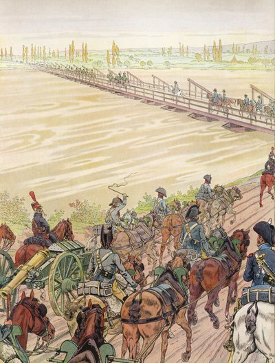 Napoleon krysser Rhinen, 1. oktober 1805 av Onfray de Breville Job