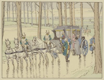 Napoleon møter erkehertuginne Marie-Louise av Østerrike, som han må gifte seg med, 27. mars 1810 av Onfray de Breville Job